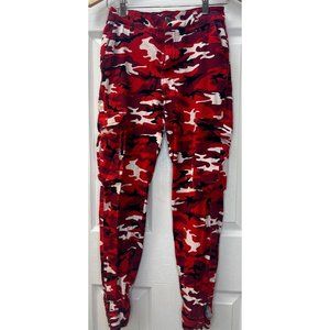 Redfox Jeans Women's Sz SMALL Red/Black/White Camo Tapered Cotton Stretch Jeans